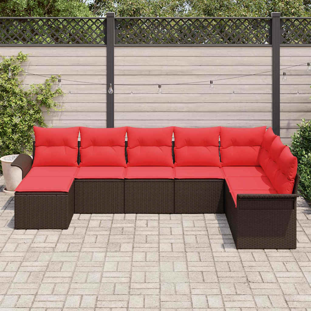 Set Divano da Giardino con cuscino 8 pcs Marrone polyrattan | homemem39