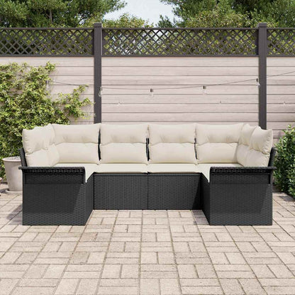 Set Divano da Giardino con cuscino 6 pcs Nero polyrattan | homemem39