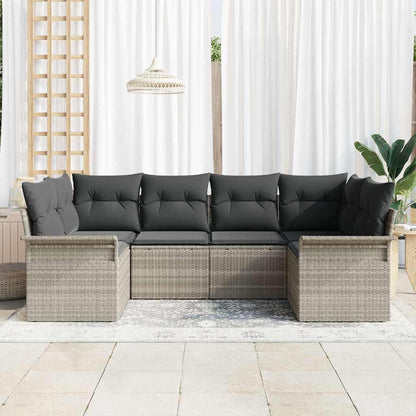 Set Divano da Giardino 6 pcs Grigio chiaro polyrattan | homemem39