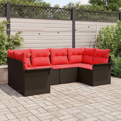 Set Divano da Giardino con cuscino 6 pcs Marrone polyrattan | homemem39