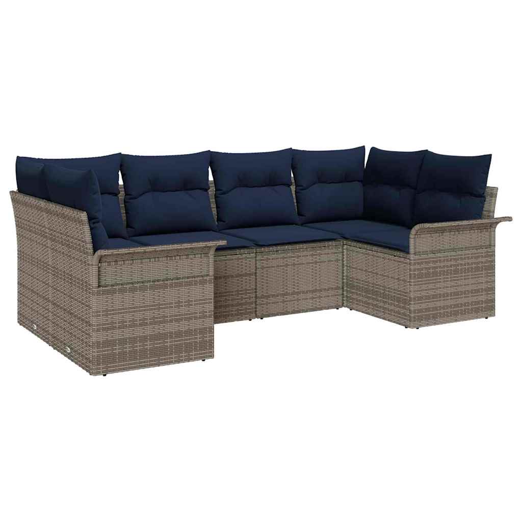 Set Divano da Giardino con cuscino 6 pcs Grigio polyrattan | homemem39