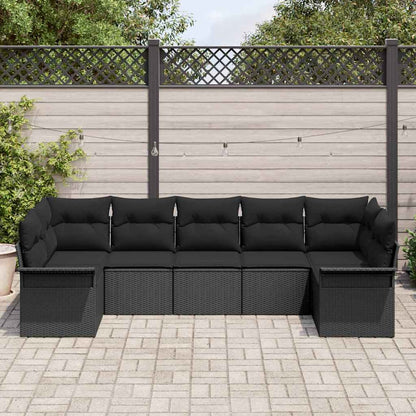 Set Divano da Giardino con cuscino 7 pcs Nero polyrattan | homemem39