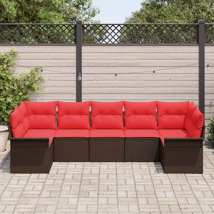 Set Divano da Giardino con cuscino 7 pcs Marrone Poly Rattan | homemem39