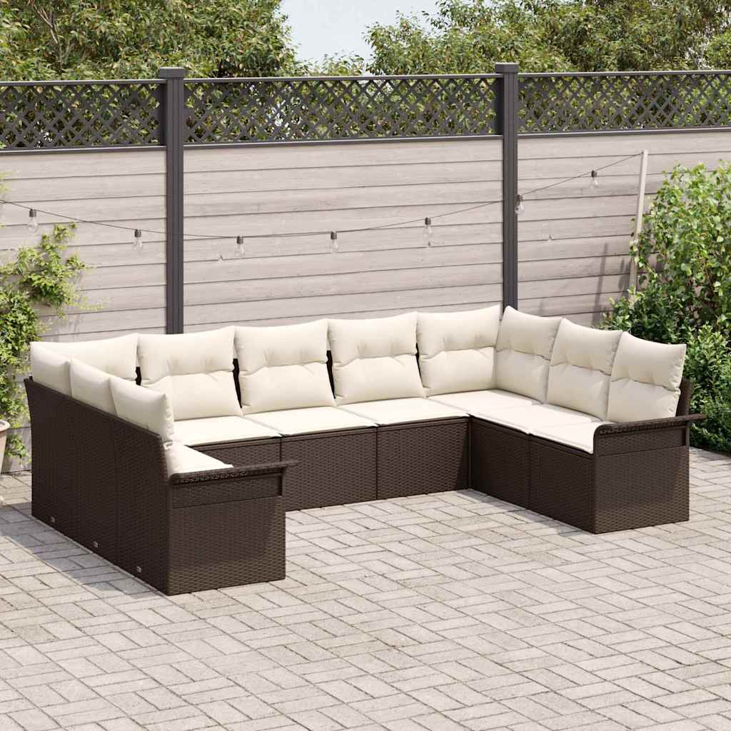 Set Divano da Giardino con cuscino Marrone polyrattan | homemem39