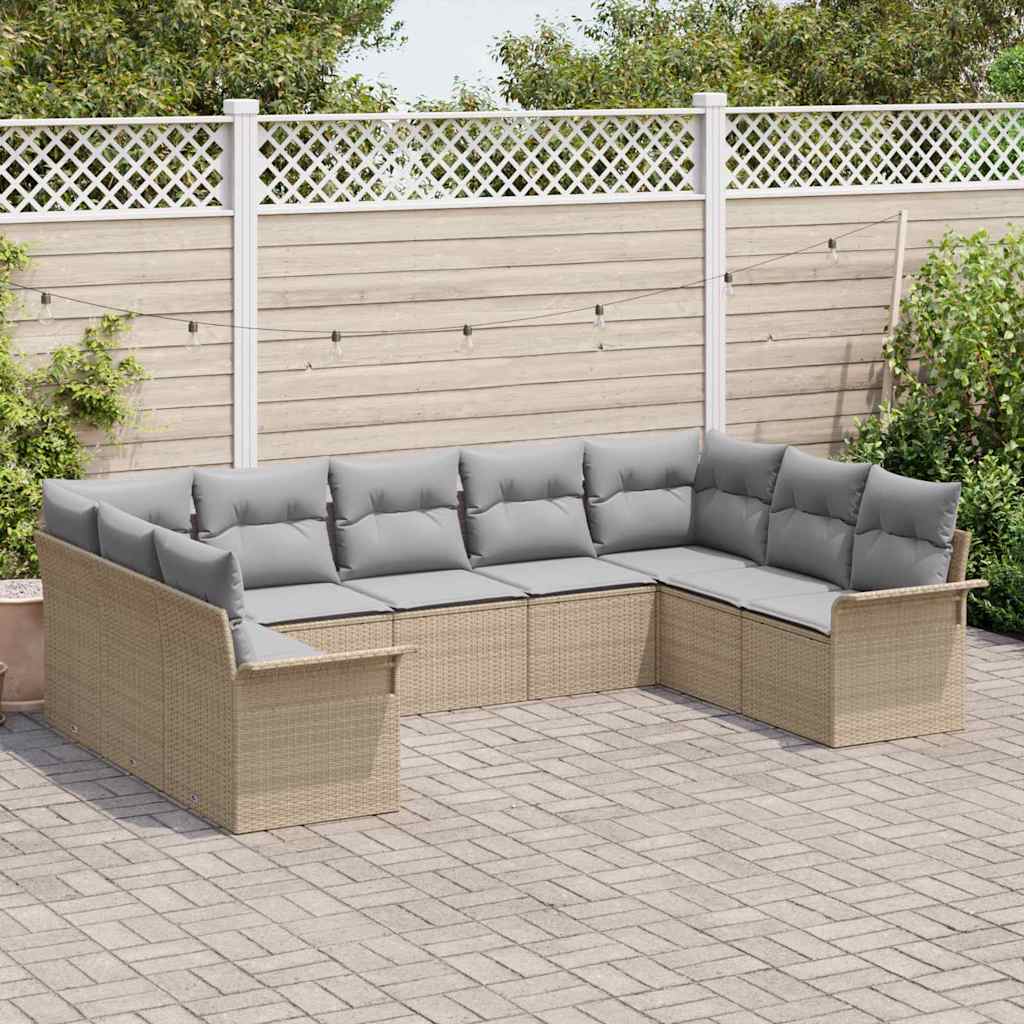 Set Divano da Giardino con cuscino Beige polyrattan | homemem39
