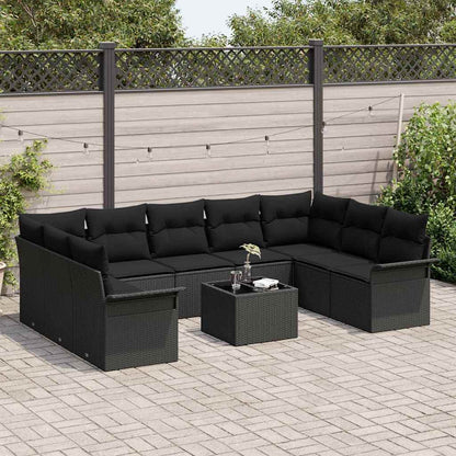 Set Divano da Giardino 10 pz Nero polyrattan | homemem39