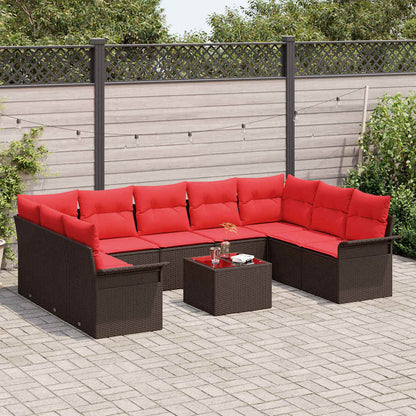 Set Divano da Giardino con cuscino 10 pcs Marrone polyrattan | homemem39