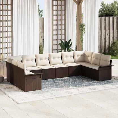 Set Divano da Giardino con cuscino 10 pcs Marrone polyrattan | homemem39