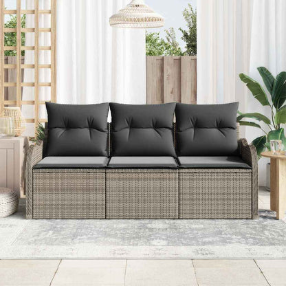 Set Divano da Giardino con cuscino 3 pcs Grigio polyrattan | homemem39