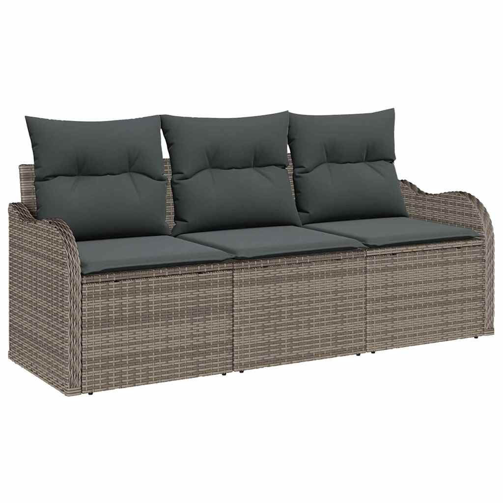 Set Divano da Giardino con cuscino 3 pcs Grigio polyrattan | homemem39