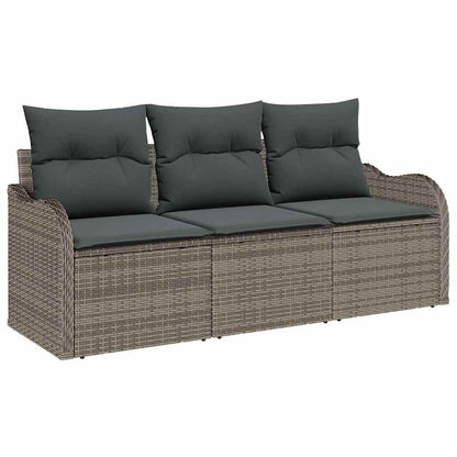 Set Divano da Giardino con cuscino 3 pcs Grigio polyrattan | homemem39