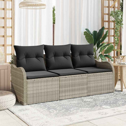 Set Divano da Giardino 3 pcs Grigio chiaro polyrattan | homemem39