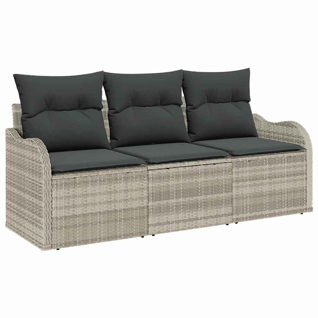Set Divano da Giardino 3 pcs Grigio chiaro polyrattan | homemem39