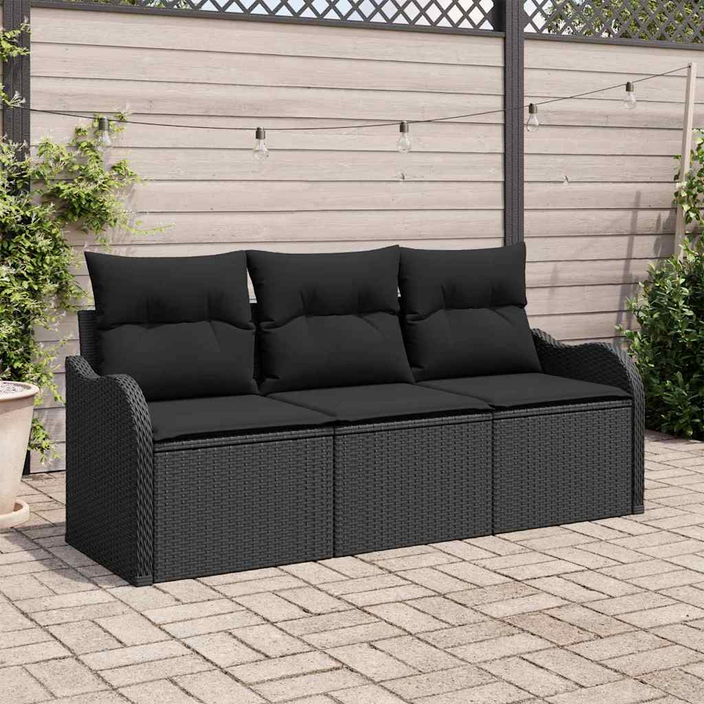 Set Divano da Giardino 3 pz Nero polyrattan | homemem39