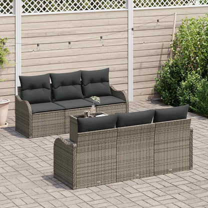 Set Divano da Giardino 7 pcs Grigio 55 x 55 x 37 cm Poly Rattan