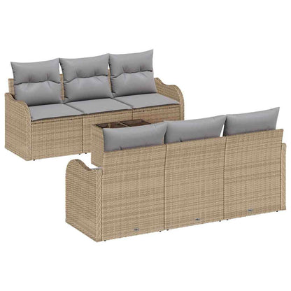 Set Divano da Giardino 7 pcs Beige 55 x 55 x 37 cm Poly Rattan