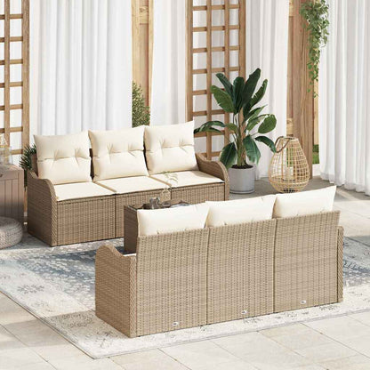 Set Divano da Giardino 7 pcs Beige 55 x 55 x 37 cm Poly Rattan