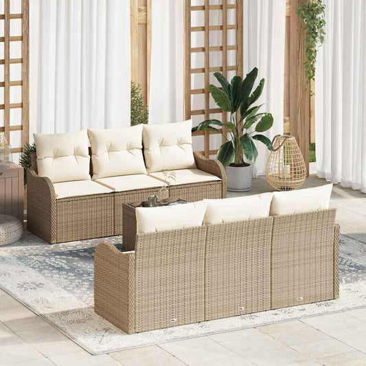 Set Divano da Giardino 7 pcs Beige 55 x 55 x 37 cm Poly Rattan