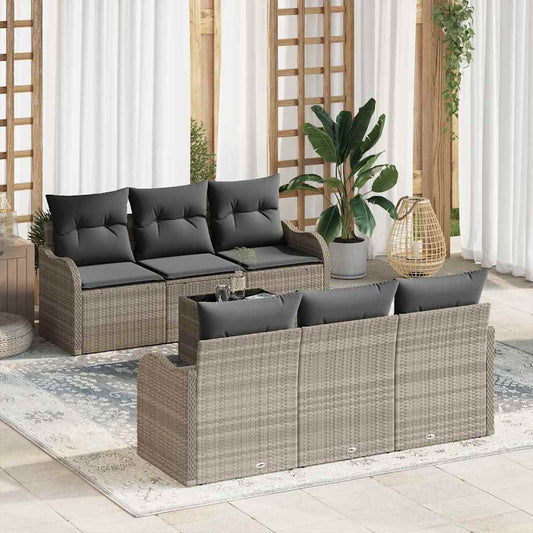 Set Divano da Giardino 7 pcs Grigio chiaro 55 x 55 x 37 cm