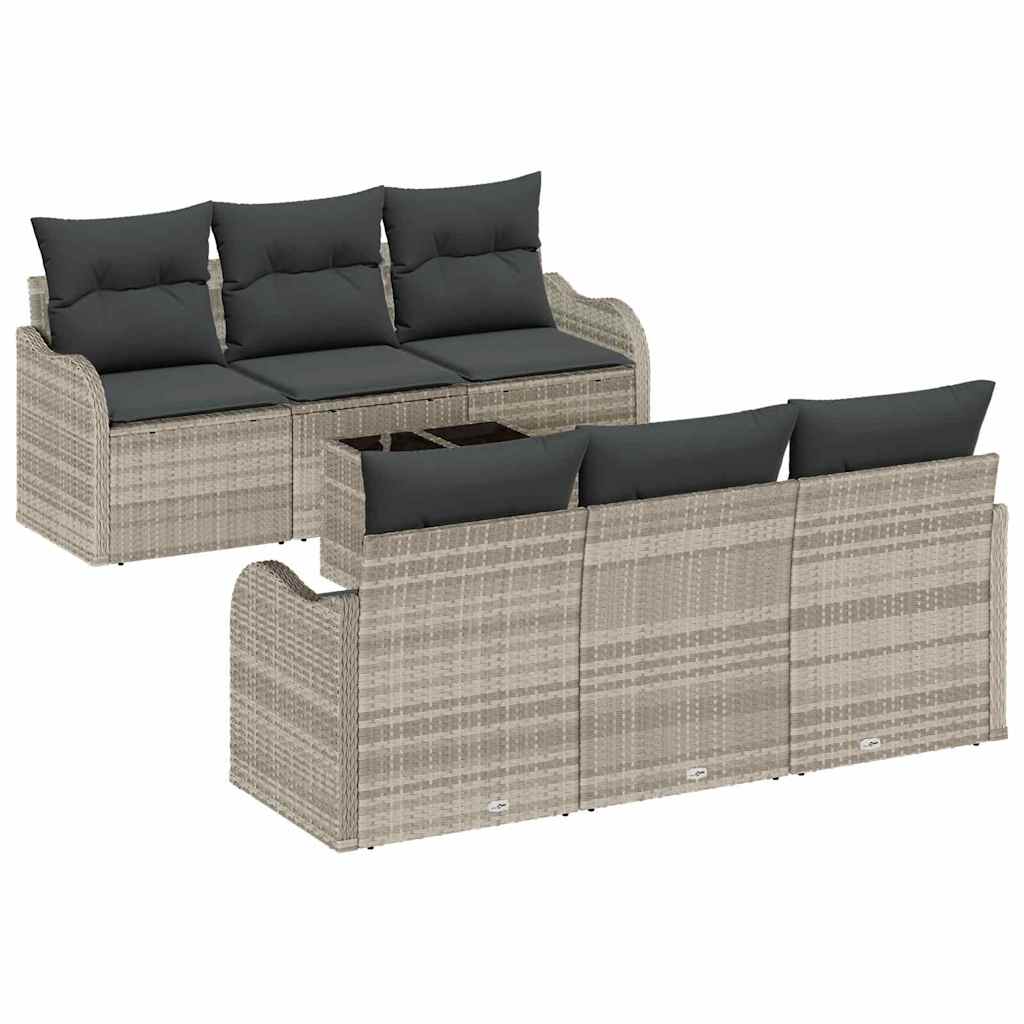 Set Divano da Giardino 7 pcs Grigio chiaro 55 x 55 x 37 cm