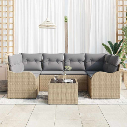 Set Divano da Giardino 7 pcs Beige 55 x 55 x 37 cm Poly Rattan