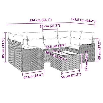 Set Divano da Giardino 7 pcs Beige 55 x 55 x 37 cm Poly Rattan