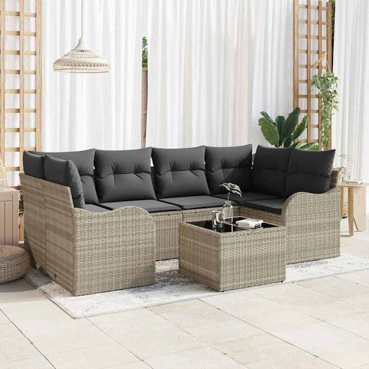 Set Divano da Giardino 7 pcs Grigio chiaro 55 x 55 x 37 cm