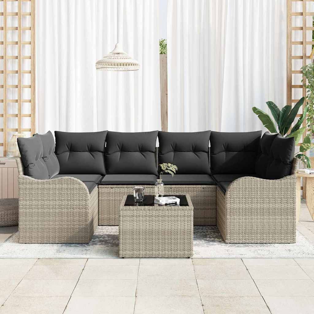 Set Divano da Giardino 7 pcs Grigio chiaro 55 x 55 x 37 cm