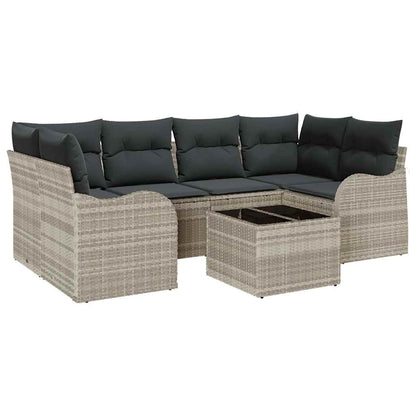 Set Divano da Giardino 7 pcs Grigio chiaro 55 x 55 x 37 cm