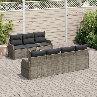 Set Divano da Giardino 8 pcs Grigio 55 x 55 x 37 cm Poly Rattan