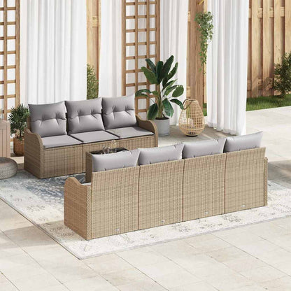 Set Divano da Giardino 8 pcs Beige 55 x 55 x 37 cm Poly Rattan