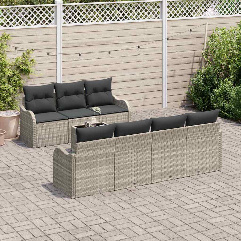 Set Divano da Giardino 8 pcs Grigio chiaro 55 x 55 x 37 cm