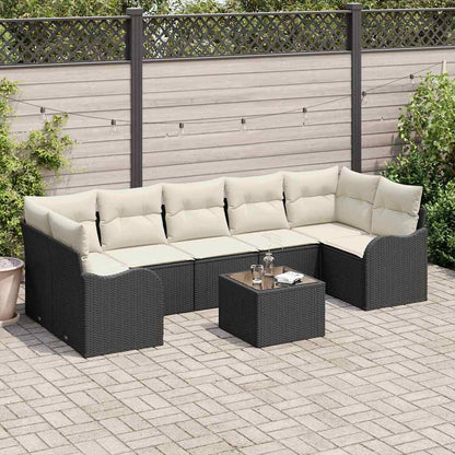 Set Divano da Giardino 8 pz 7-Numero di posti Nero polyrattan | homemem39