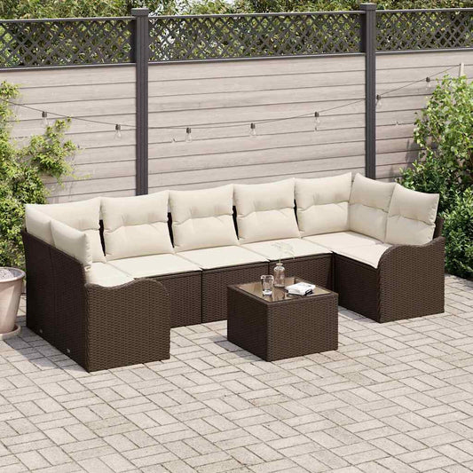 Set Divano da Giardino 8 pz 7-Numero di posti Marrone