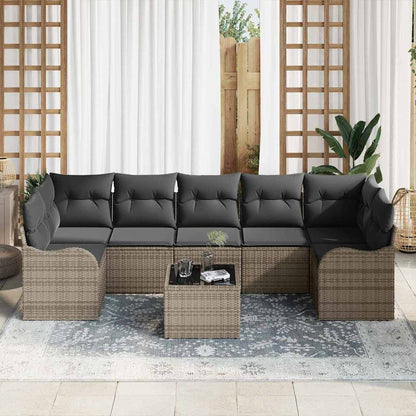 Set Divano da Giardino 8 pcs Grigio 55 x 55 x 37 cm Poly Rattan