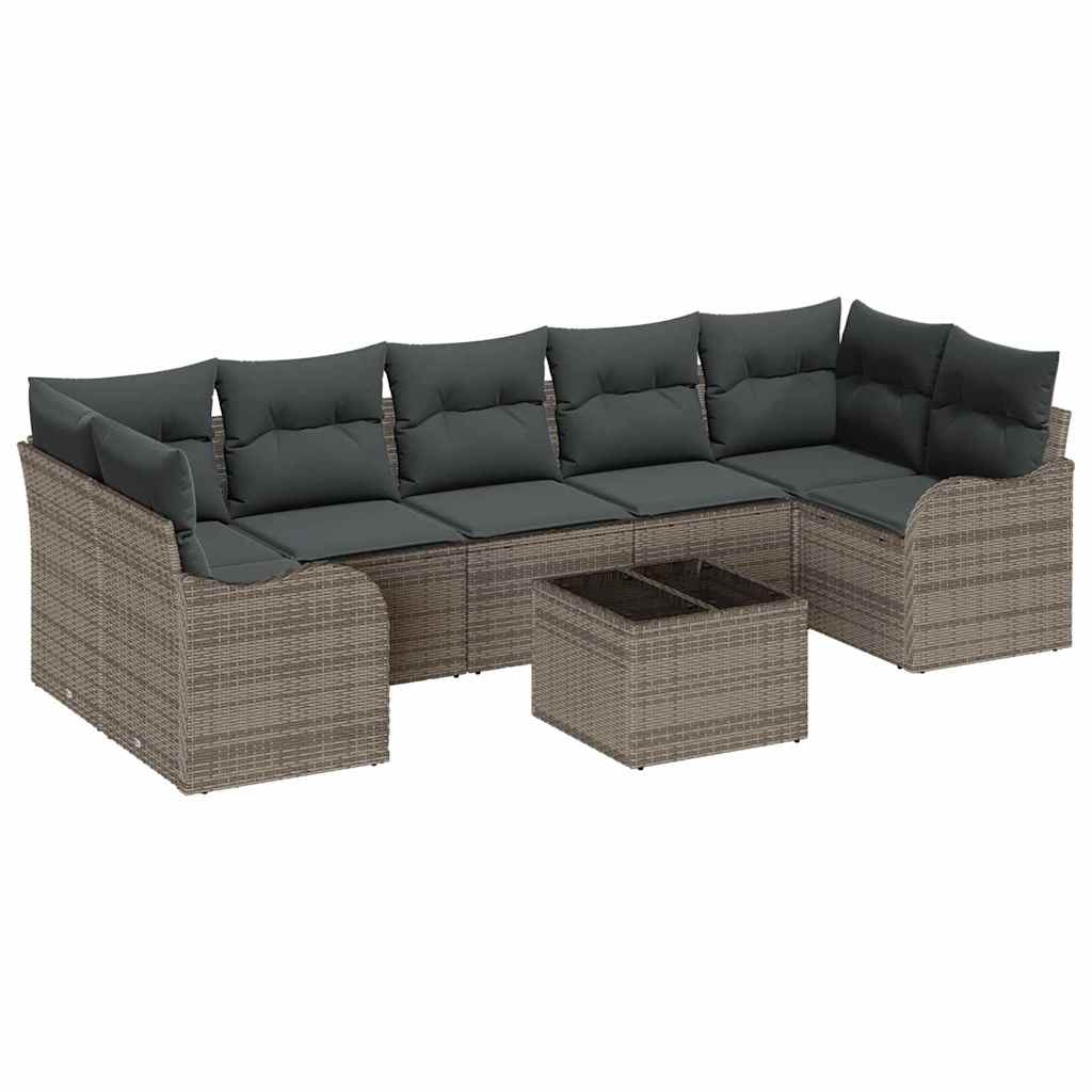 Set Divano da Giardino 8 pcs Grigio 55 x 55 x 37 cm Poly Rattan