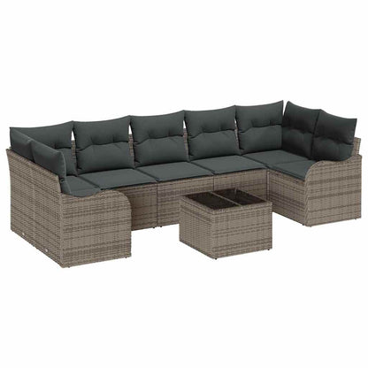 Set Divano da Giardino 8 pcs Grigio 55 x 55 x 37 cm Poly Rattan