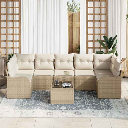 Set Divano da Giardino 8 pcs Beige 55 x 55 x 37 cm Poly Rattan