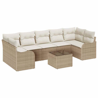 Set Divano da Giardino 8 pcs Beige 55 x 55 x 37 cm Poly Rattan