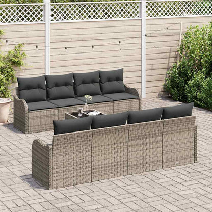 Set Divano da Giardino 9 pcs Grigio 55 x 55 x 37 cm Poly Rattan