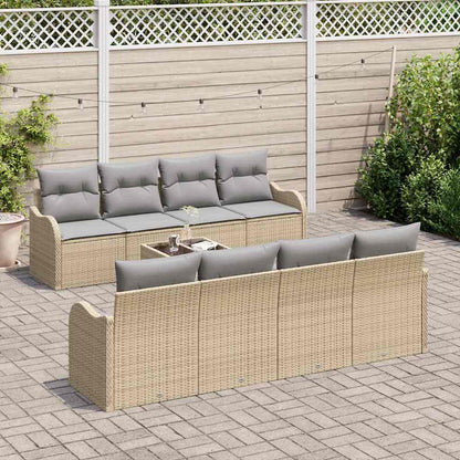 Set Divano da Giardino 9 pcs Beige 55 x 55 x 37 cm Poly Rattan