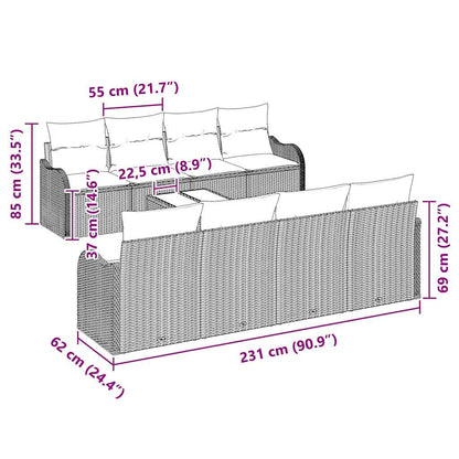 Set Divano da Giardino 9 pcs Beige 55 x 55 x 37 cm Poly Rattan