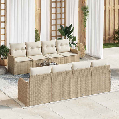 Set Divano da Giardino 9 pcs Beige 55 x 55 x 37 cm Poly Rattan
