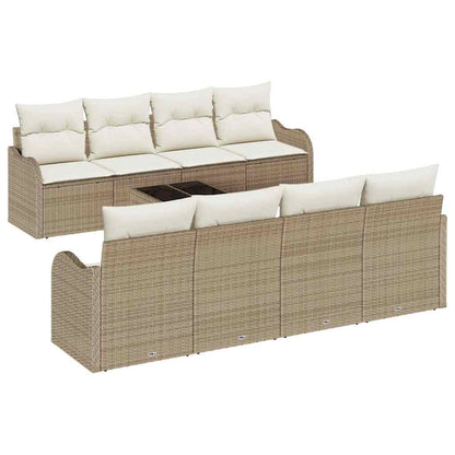 Set Divano da Giardino 9 pcs Beige 55 x 55 x 37 cm Poly Rattan