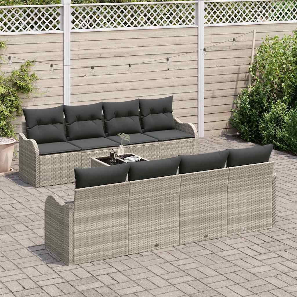 Set Divano da Giardino 9 pcs Grigio chiaro 55 x 55 x 37 cm