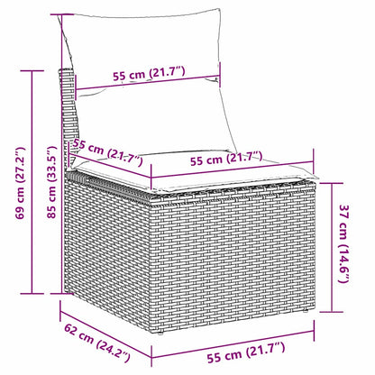 Set Divano da Giardino 9 pcs Nero 55 x 55 x 37 cm Poly Rattan