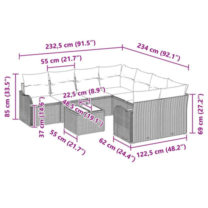 Set Divano da Giardino 9 pcs Beige 55 x 55 x 37 cm Poly Rattan