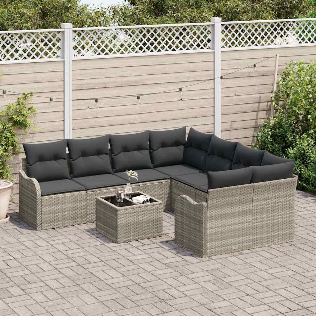 Set Divano da Giardino 9 pcs Grigio chiaro 55 x 55 x 37 cm