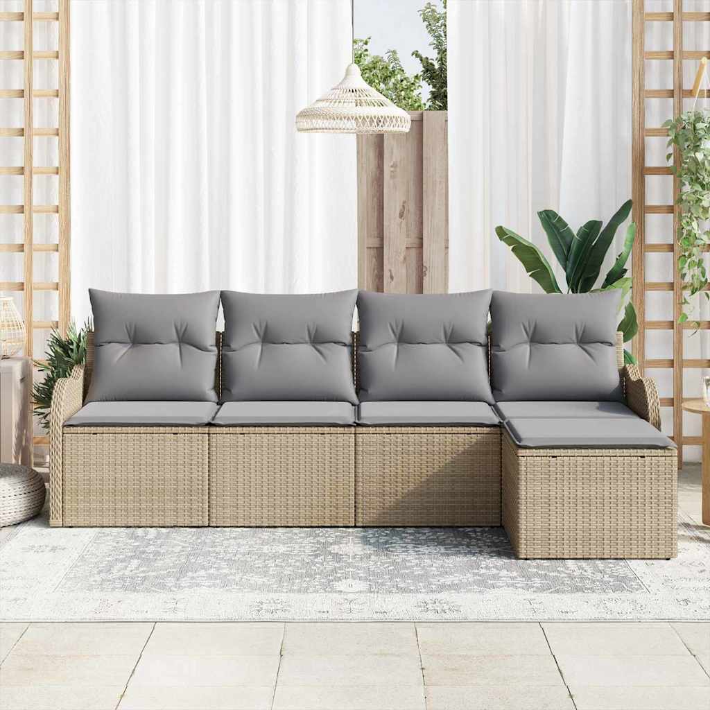 Set Divano da Giardino 5 pcs Beige polyrattan | homemem39