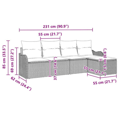 Set Divano da Giardino 5 pcs Beige polyrattan | homemem39